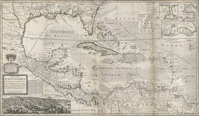 Map of the Caribbean, 1715 by Hermann Moll